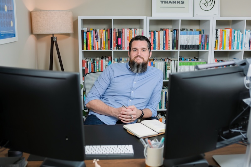 Erik Reagan in his home office